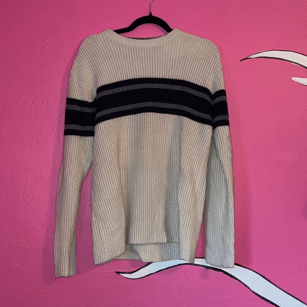 Cream and Black Striped Sweater